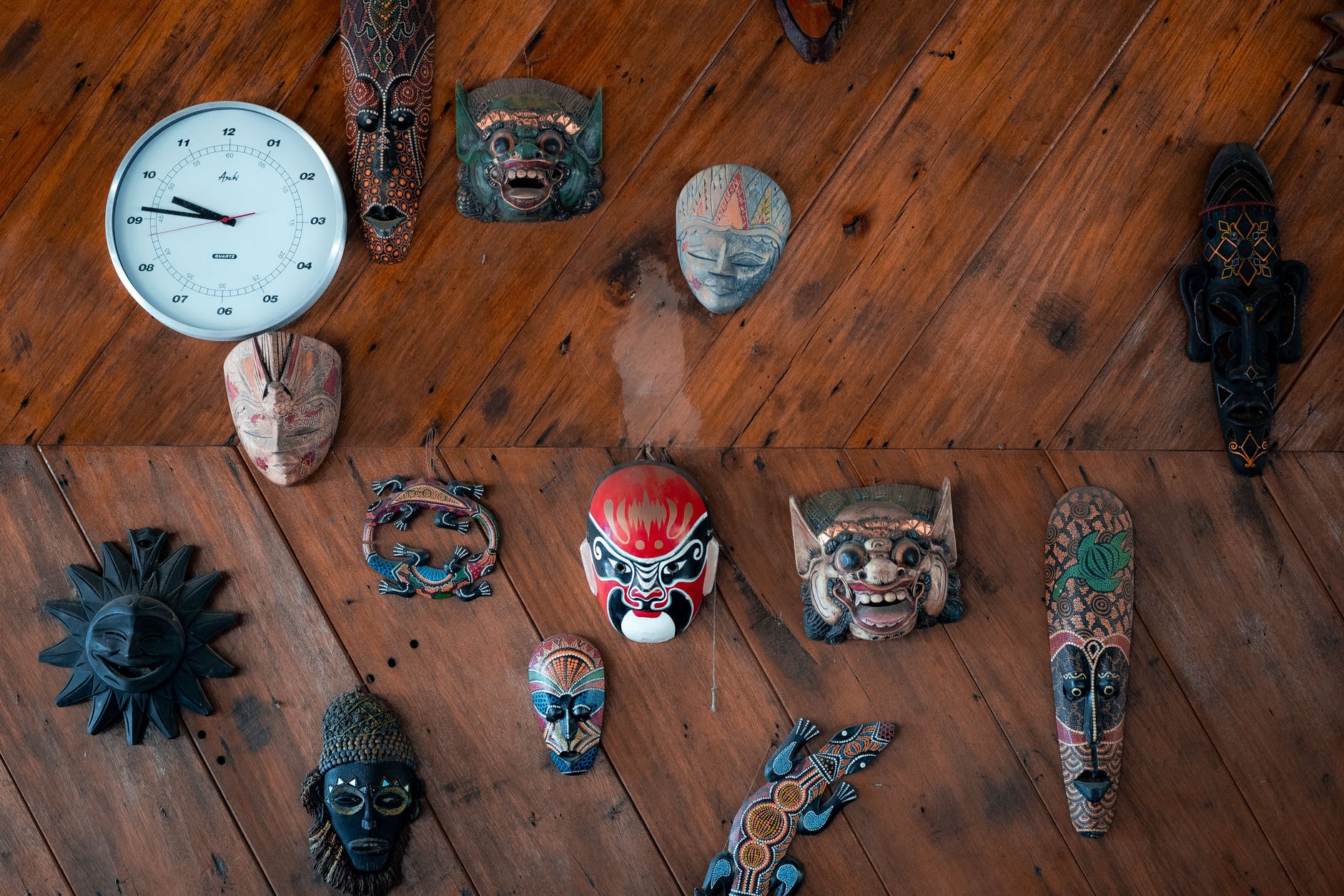 set of ethnic decorative wooden masks